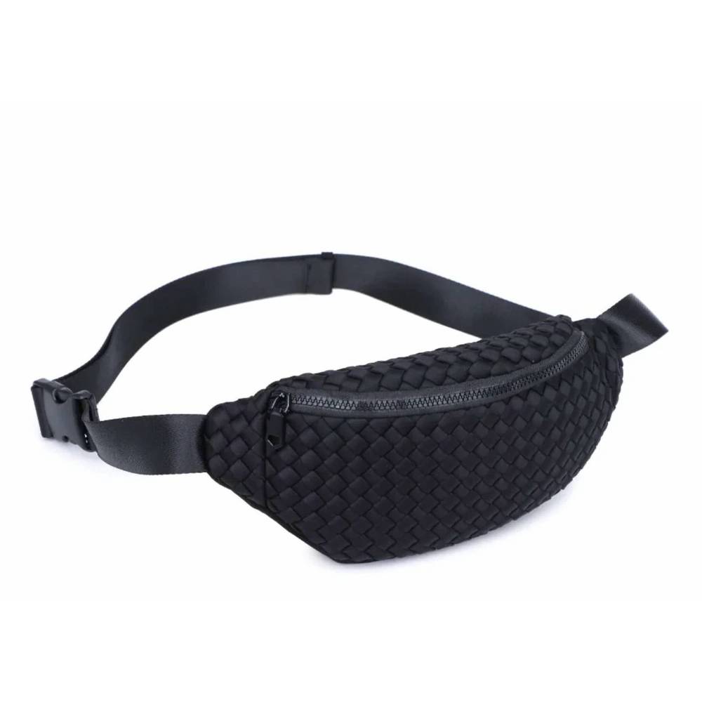 Woven Black Belt Bag - Sol and Selene